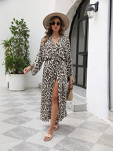 Geometric Print Surplice Beach Cover Up Dress Gray Green One size fits all OutfitFlow
